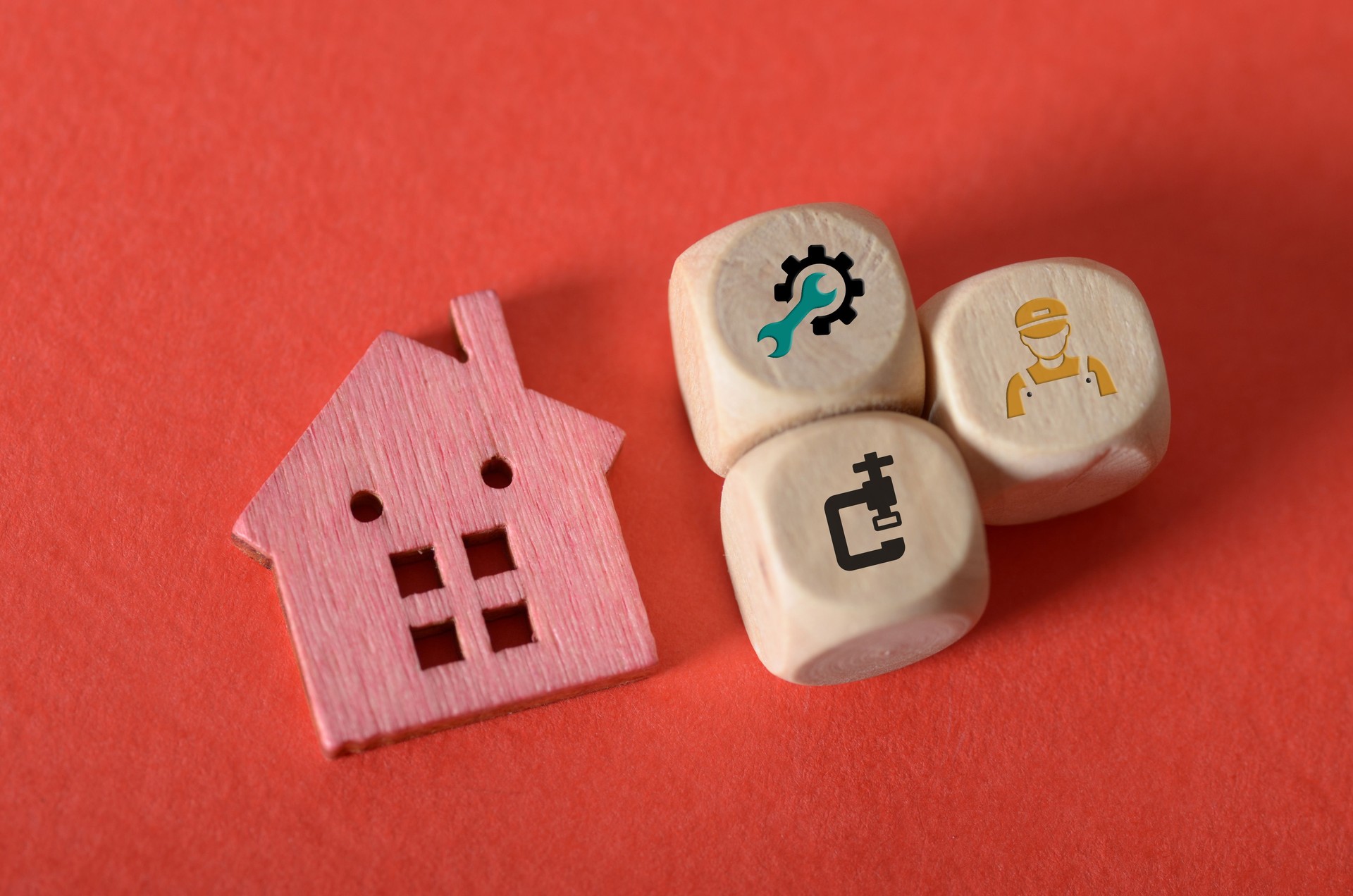 House Maintenance Choices Concept with Dice Representing Home Repair Services